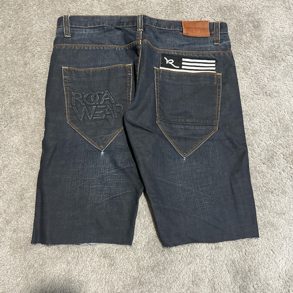 Rocawear Dark Blue Jean Shorts with White Accents